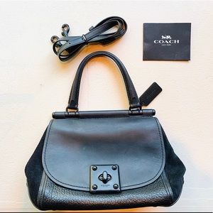 COACH Black saddle purse with I.D.